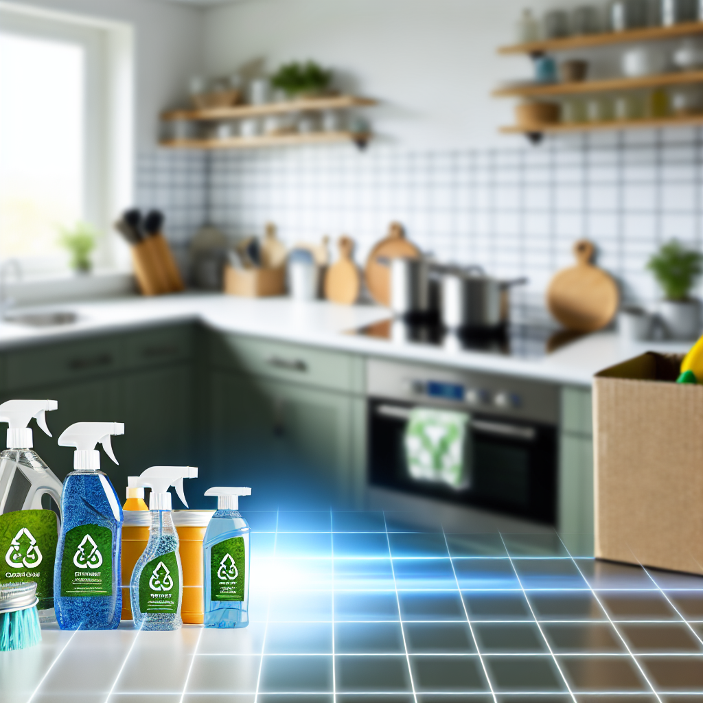 A variety of eco-friendly cleaning products arrang